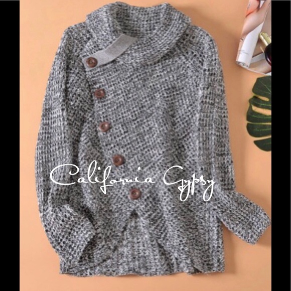 Feathered Asymmetrical Turtleneck Sweater - Picture 2 of 10